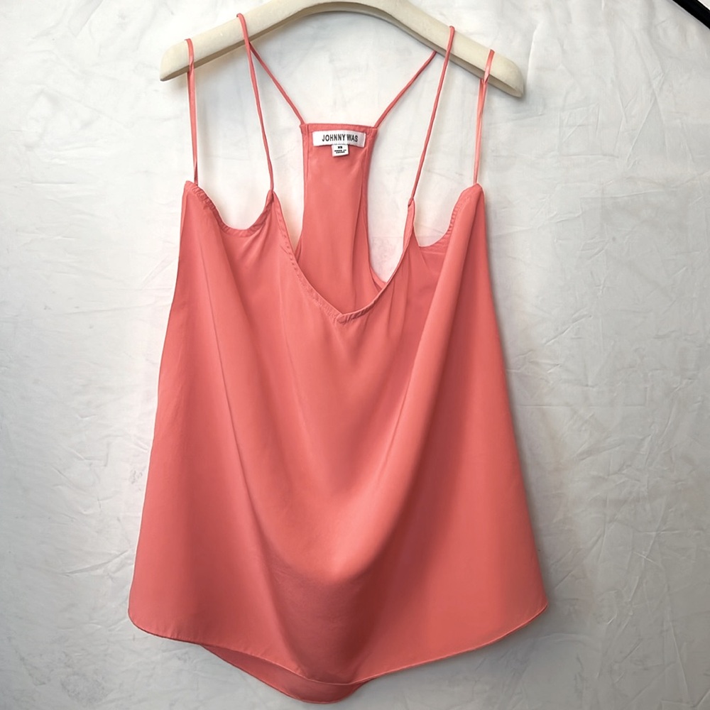 JOHNNY WAS ETTA CAMI TOP sz XS fits S silk sleeveless top coral soft lightweight